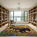 Majestic Bison Meadow Golden Fields Rug