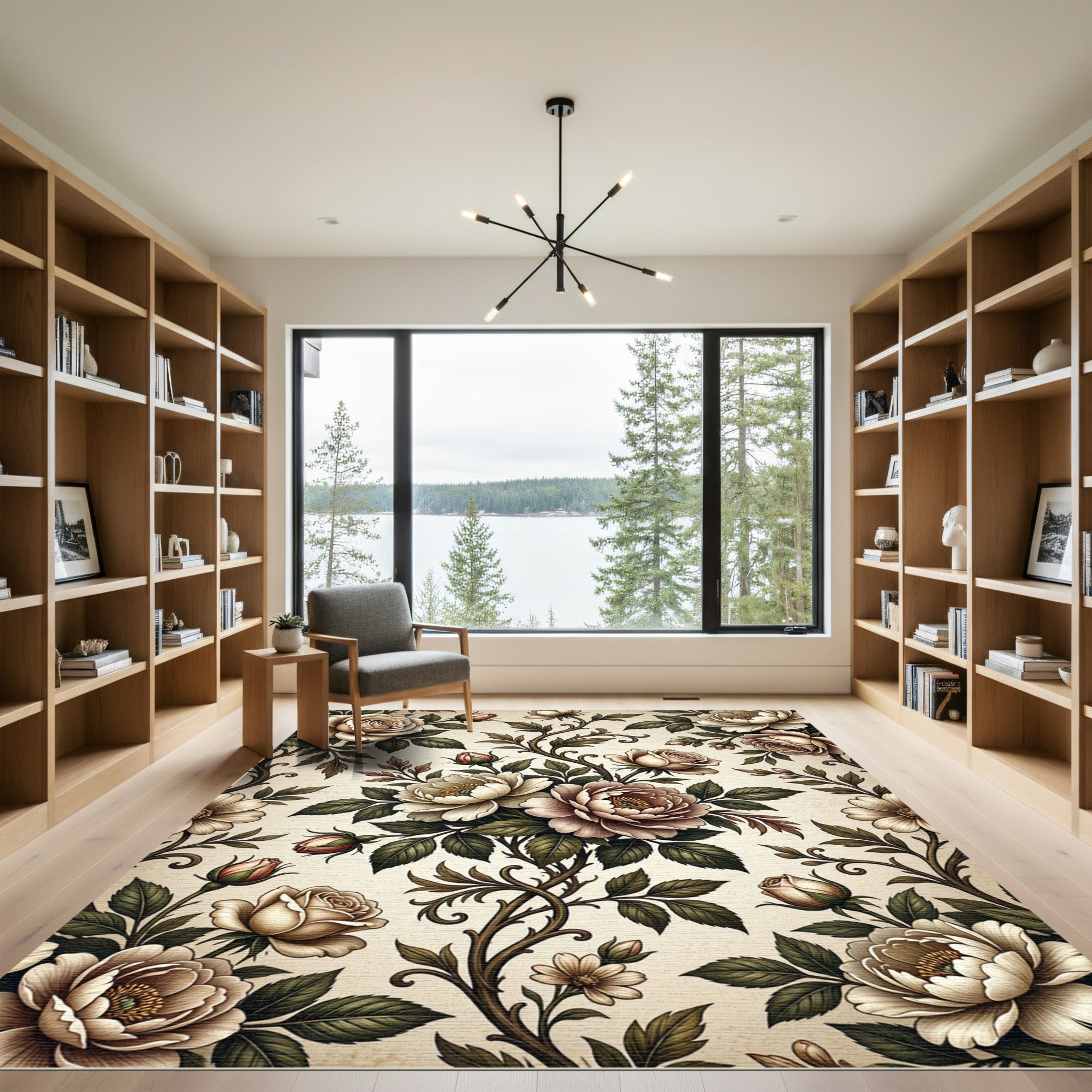 Vintage Ivory Floral Vine Rug
