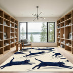 Dynamic Black Cat Shadow Leap Rug