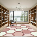 Rose Gold Hexagon Geometric Overlay Rug