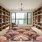 Art Deco Peacock Fan Rose Gold Rug