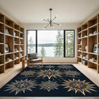 Golden Ochre Sunburst Star Mandala Rug