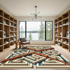 Isometric Maze Geometric Burnt Orange Rug