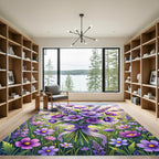 Lush Violet Lavender Floral Bouquet Rug