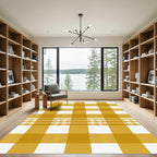 Golden Yellow Gingham Checkered Grid Rug