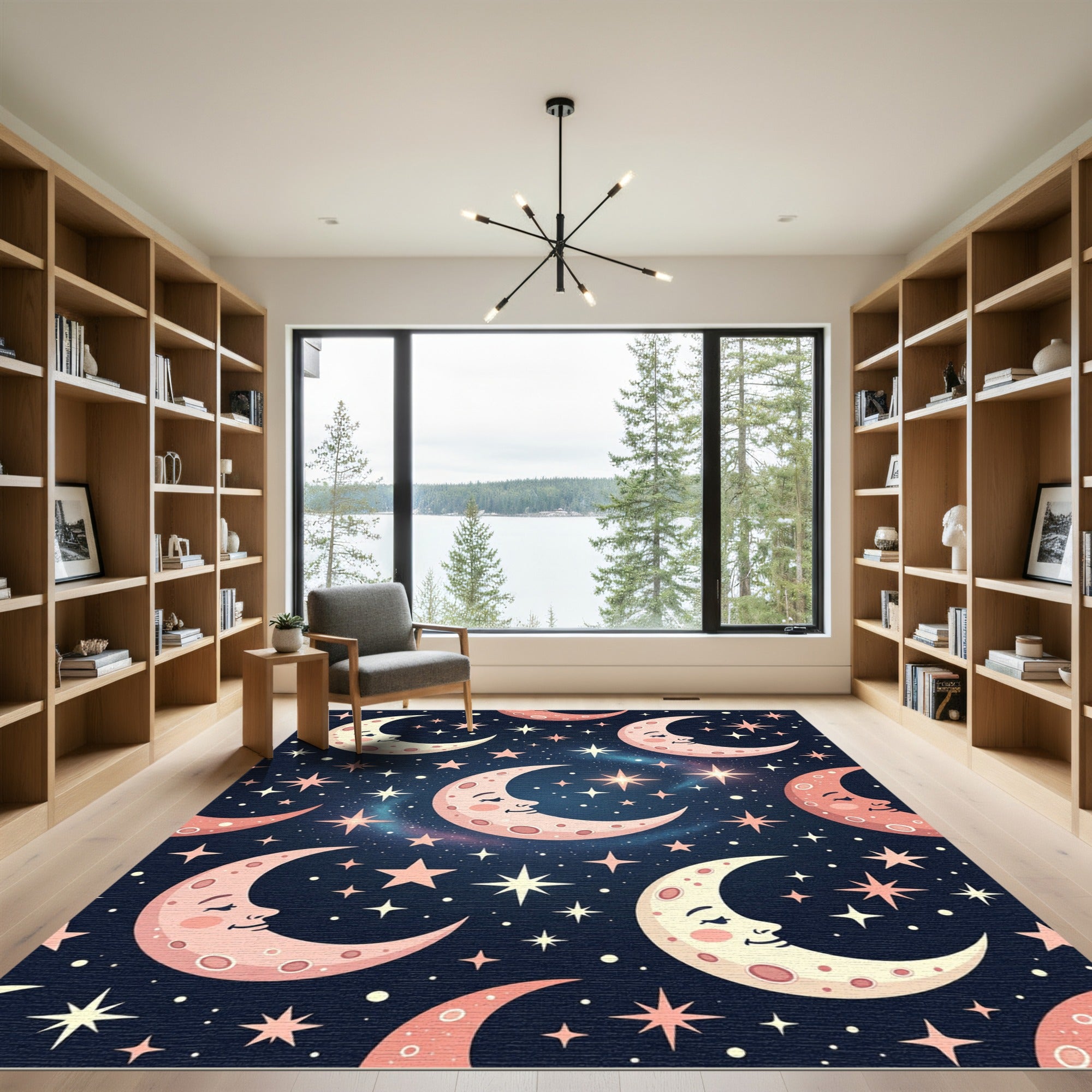 Celestial Moon and Star Night Rug