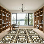 Golden Lotus Floral Arch Wall Art Rug