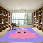 Cute Pink Jellyfish Swirls Lavender Rug