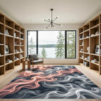 Coral White Smoke Swirl Rug