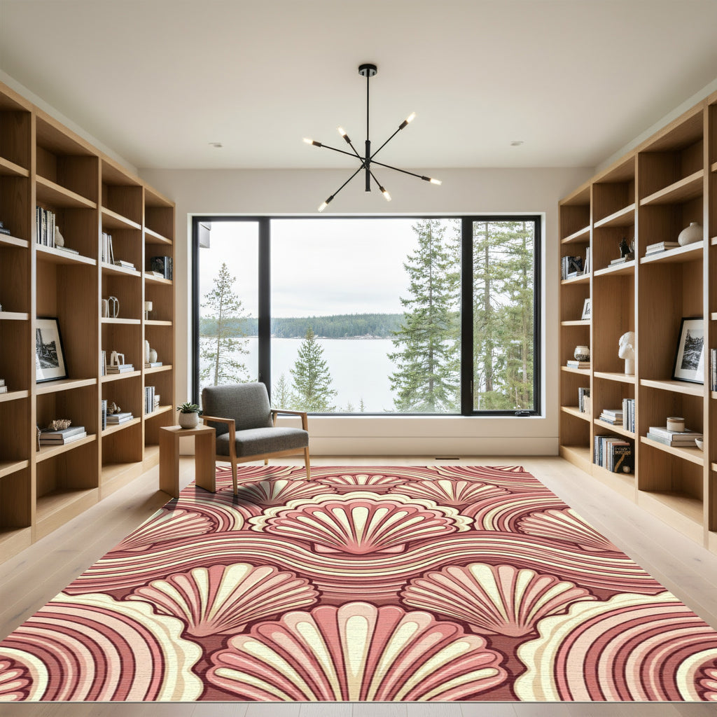 Art Deco Scalloped Shell Blush Rug