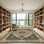 Elegant Beige Paisley Floral Medallion Rug