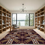 Ornate Burgundy Gold Geometric Medallion Rug