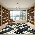 Deep Grey Woven Stripe Texture Rug