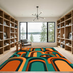 Mid Century Modern Orange Teal Arch Rug