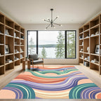 Retro Pastel Wavy Rainbow Layered Arcs Rug