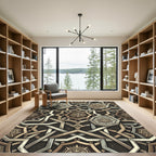 Intricate Bronze Geometric Star Medallion Rug