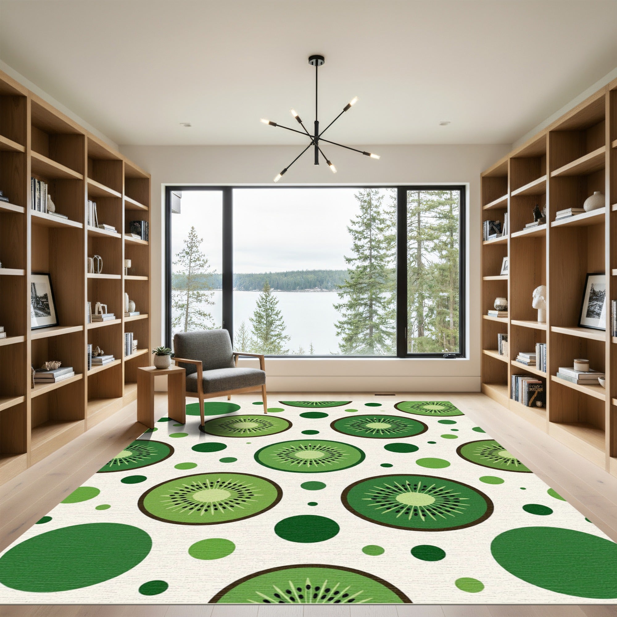 Fresh Vibrant Kiwi Fruit Polka Dot Rug
