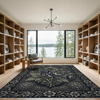 Ornate Charcoal Floral Bouquet Rug