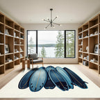 Stacked Indigo Surfboard Geometric Art Rug