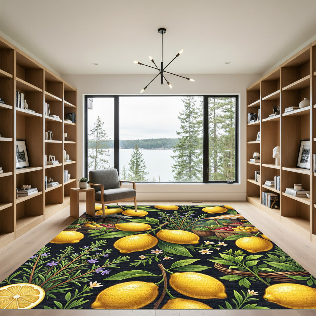 Vibrant Lemon Orchard Herb Garden Rug