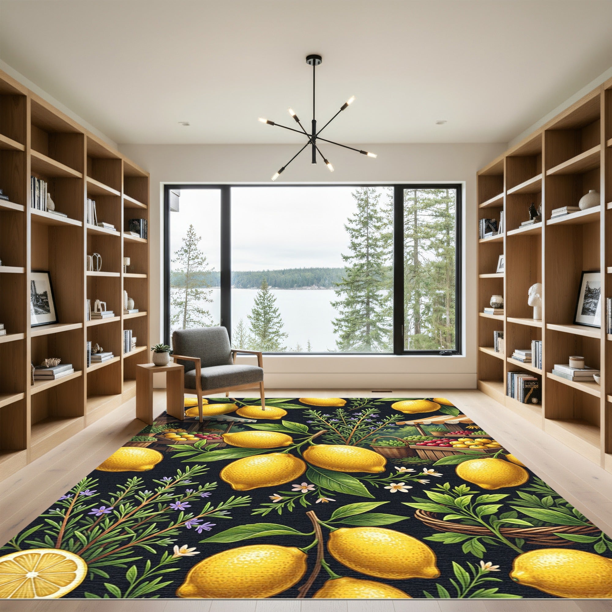 Vibrant Lemon Orchard Herb Garden Rug