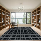 Gray Metal Lattice Grid Abstract Rug