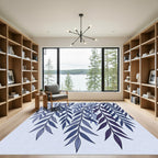 Indigo Blue Willow Leaf Branch Rug