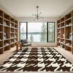 Classic Brown Houndstooth Geometric Rug