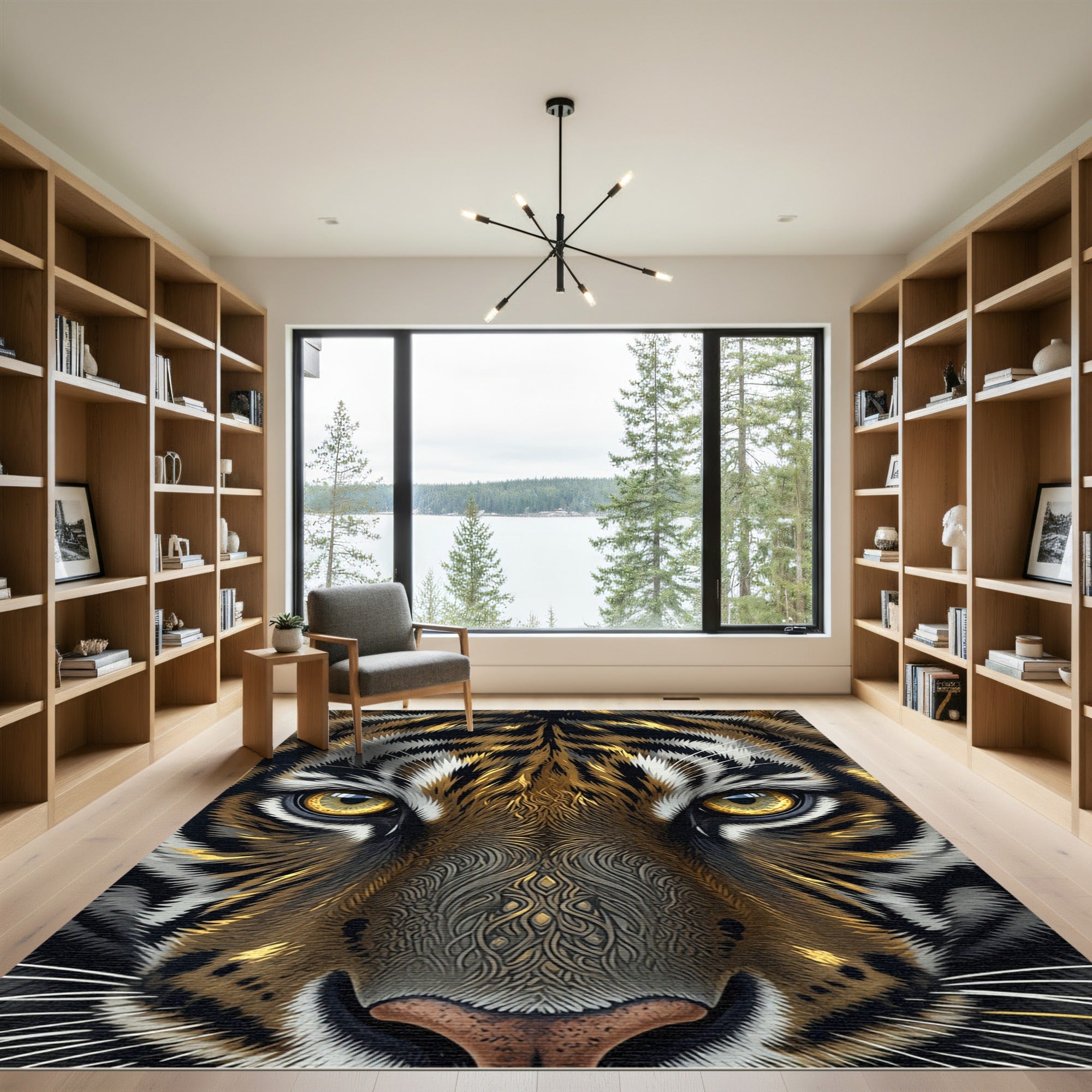 Symmetrical Golden Tiger Eye Portrait Rug