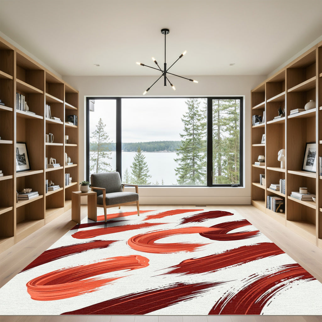 Coral Strokes Bold Swirls Rug