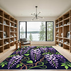 Purple Wisteria Vine Botanical Art Rug