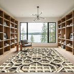 Cream Geometric Honeycomb Lattice Rug