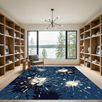Navy Blue Cosmic Splatter Abstract Art Rug