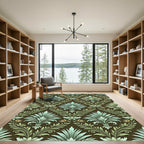 Jade Green Floral Acanthus Damask Rug