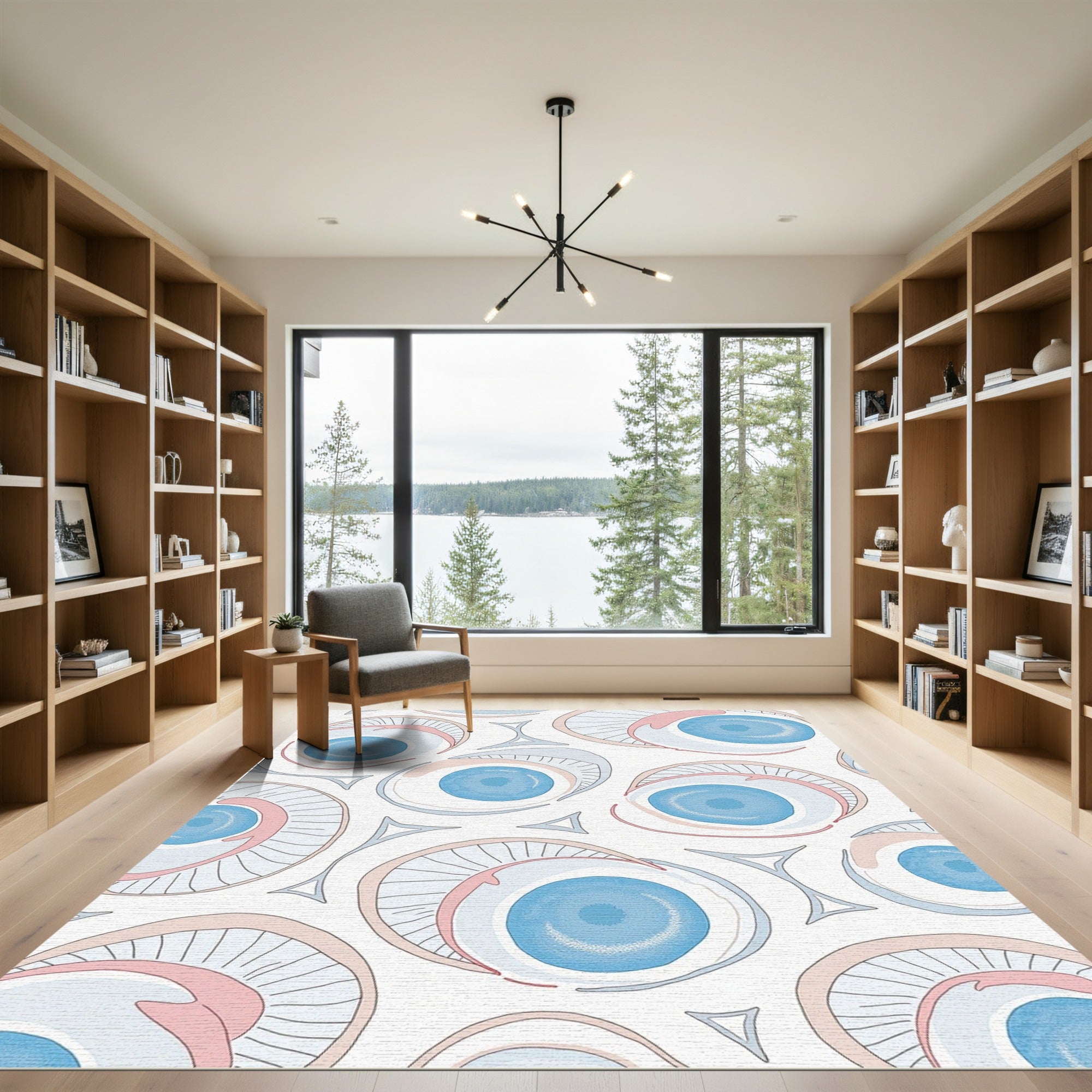 Abstract Blue Eye Composition Rug