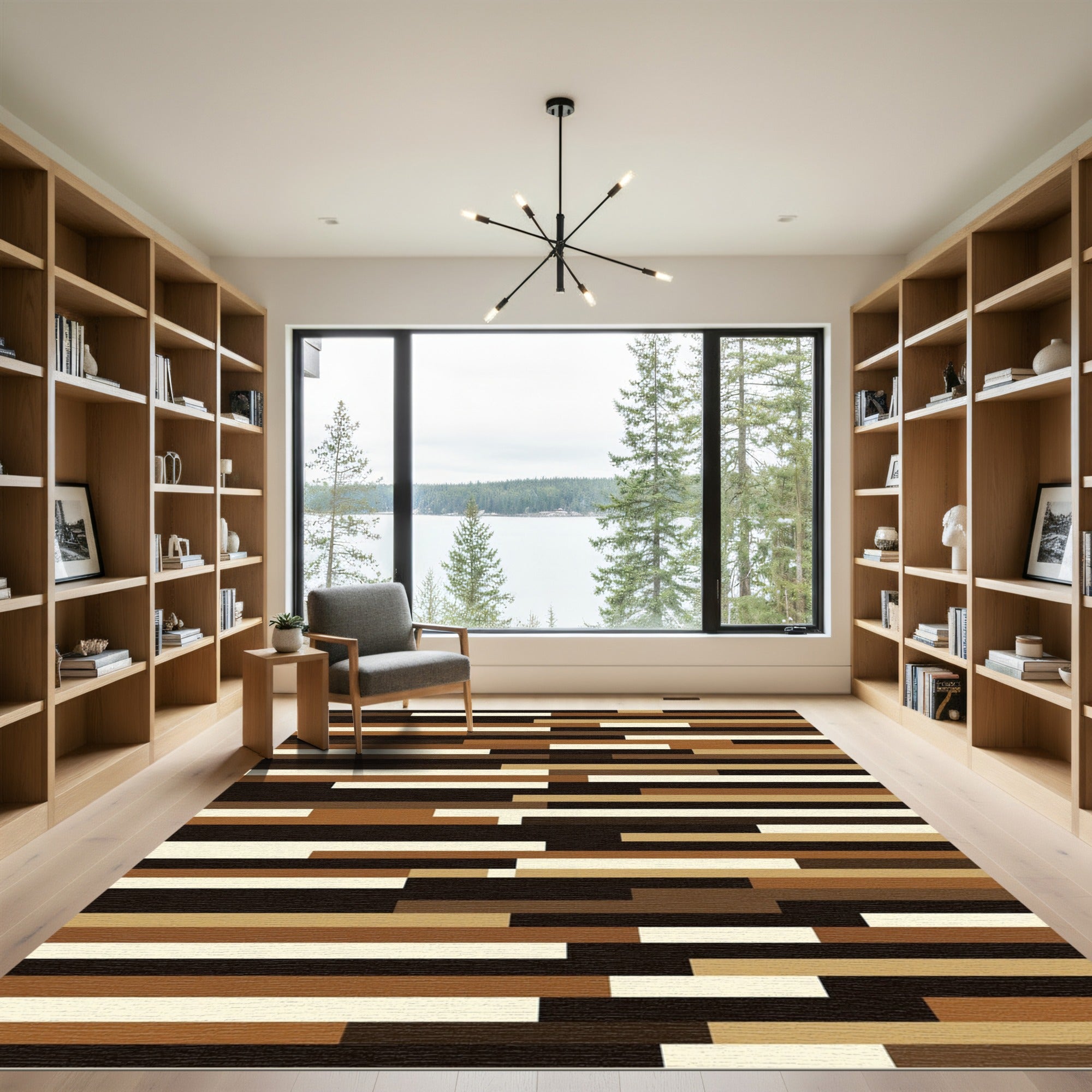 Earthy Tones Horizontal Stripe Composition Rug