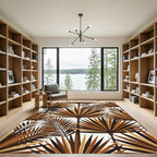 Lush Copper Tropical Palm Leaf Rug