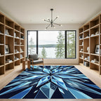 Radiant Blue Ice Crystal Explosion Rug