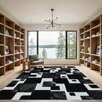 Monochrome Abstract Squared Geometric Art Rug