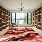 Abstract Crimson Fluid Wavy Liquid Rug