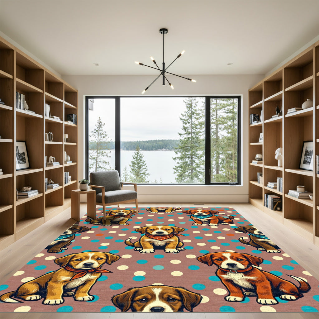 Cute Polka Dot Puppy Ceramic Tile Rug