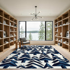 Geometric Navy Blue Forest Pine Rug