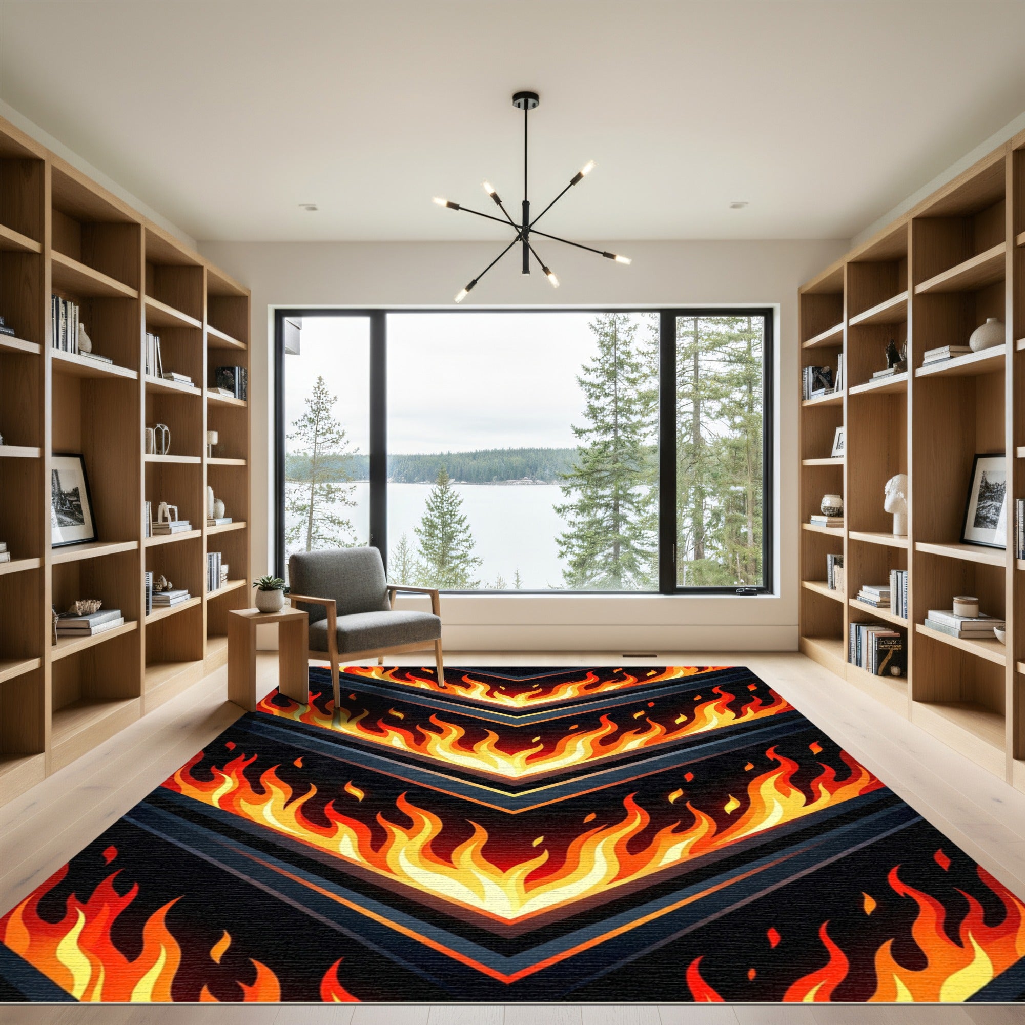 Fiery Arrow Geometric Chevron Rug