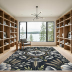White Poppy Wheat Botanical Medallion Rug