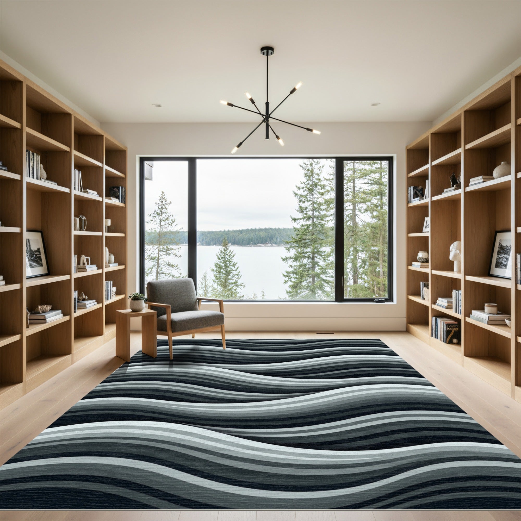 Monochromatic Gradient Wavy Lines Rug
