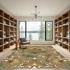 Earthy Gold Floral Swirls Rug