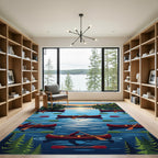 Sunset Canoe Lake Valley Scenic Landscape Rug