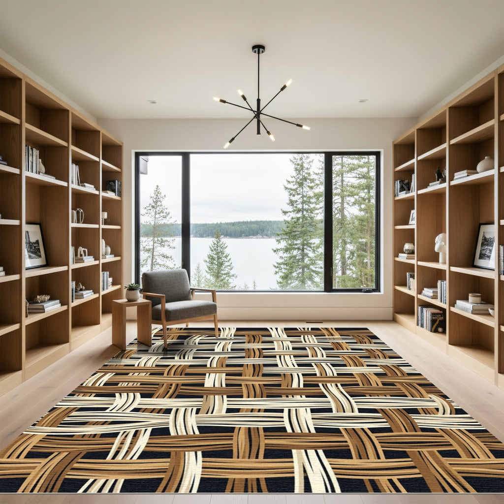 Woven Earth Tone Lattice Rug