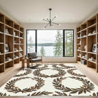 Earthy Green Orange Floral Wreath Rug
