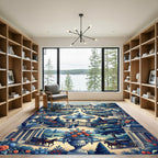 French Chateau Garden Carriage Scene Rug